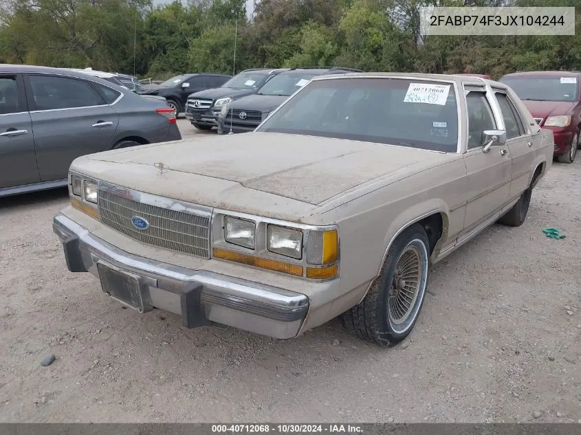 2FABP74F3JX104244 1988 Ford Crown Victoria Lx