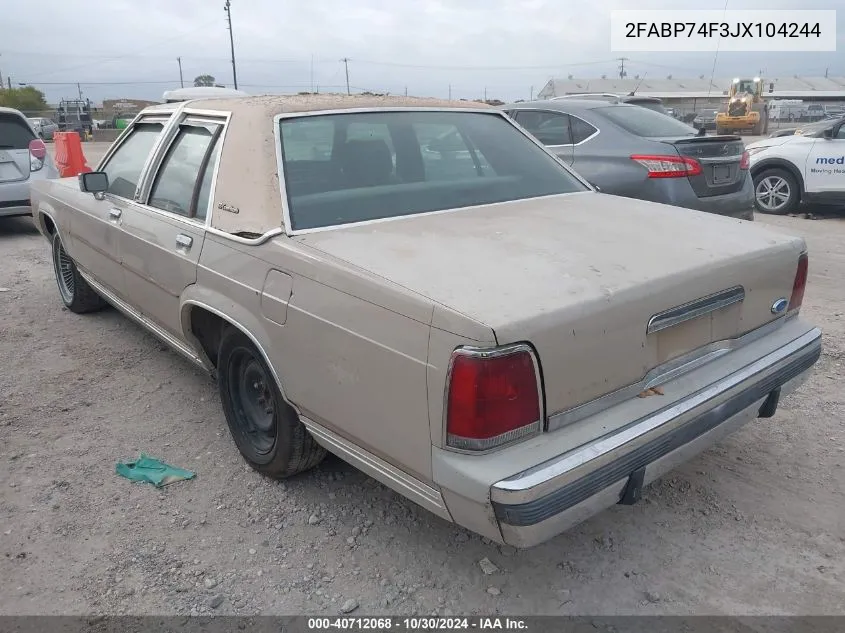 2FABP74F3JX104244 1988 Ford Crown Victoria Lx