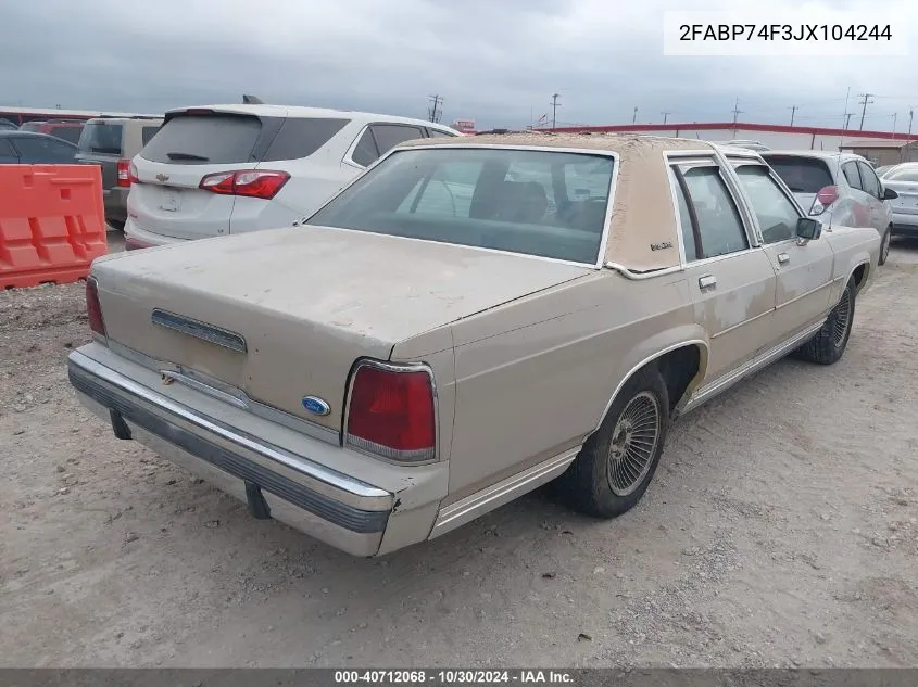 2FABP74F3JX104244 1988 Ford Crown Victoria Lx