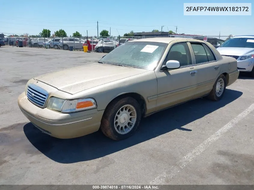 1998 Ford Crown Victoria Lx VIN: 2FAFP74W8WX182172 Lot: 39874018