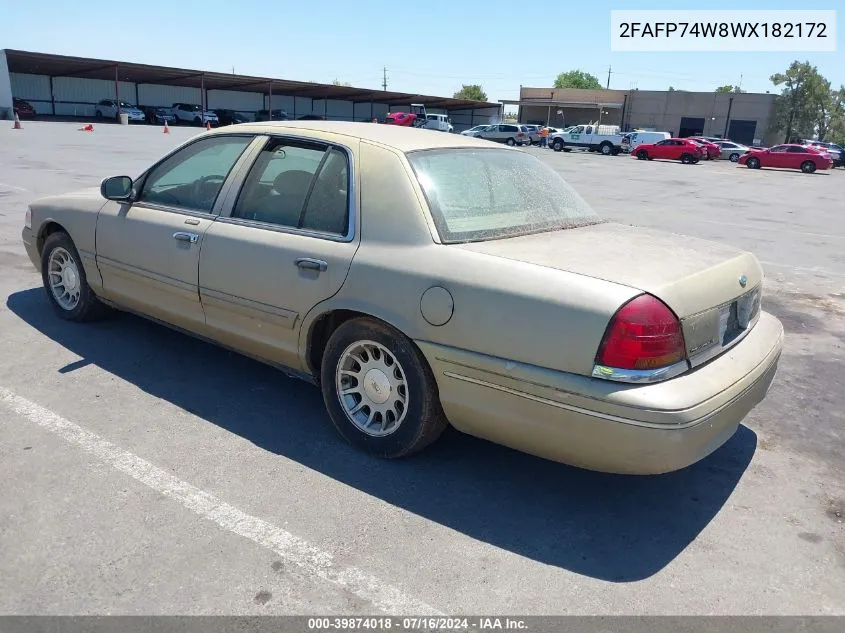 1998 Ford Crown Victoria Lx VIN: 2FAFP74W8WX182172 Lot: 39874018