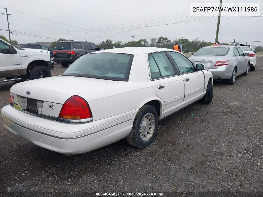 1998 Ford Crown Victoria Lx VIN: 2FAFP74W4WX111986 Lot: 40468271