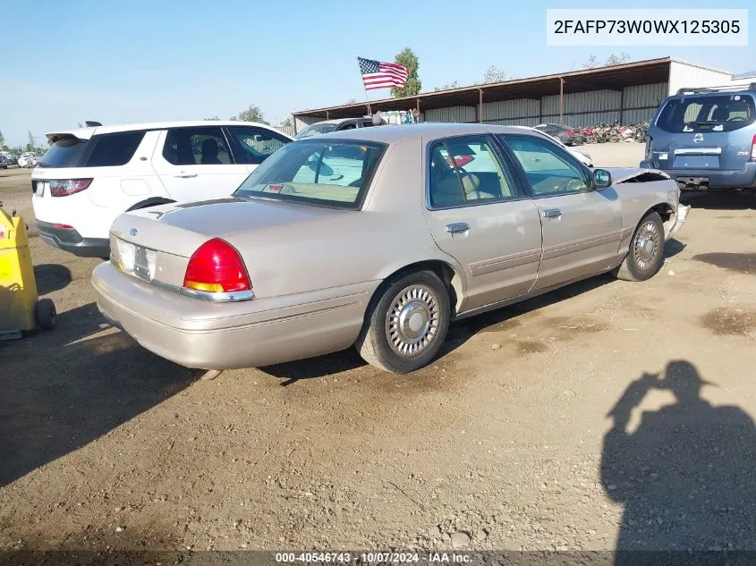 1998 Ford Crown Victoria VIN: 2FAFP73W0WX125305 Lot: 40546743