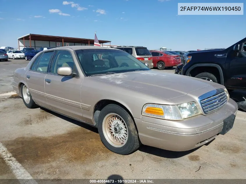 1998 Ford Crown Victoria Lx VIN: 2FAFP74W6WX190450 Lot: 40554673