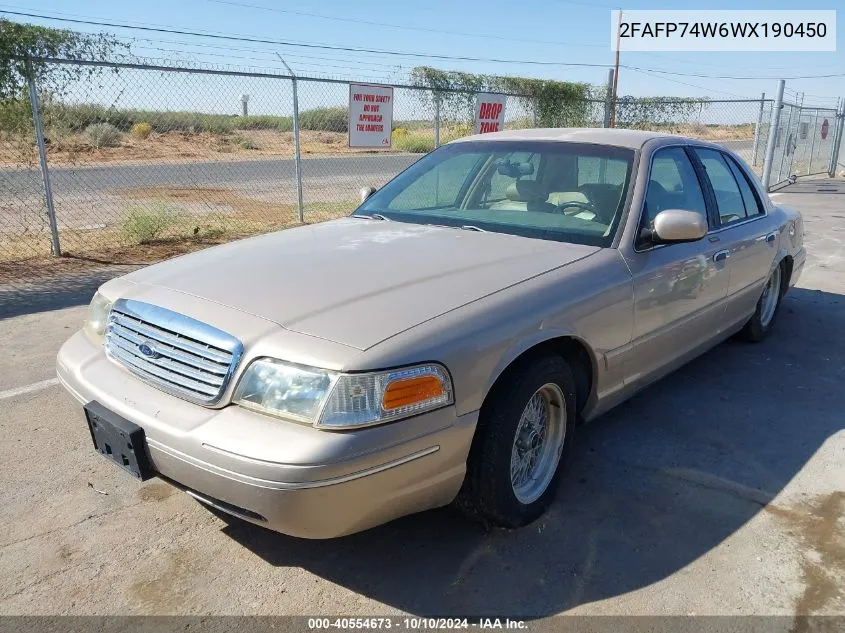 1998 Ford Crown Victoria Lx VIN: 2FAFP74W6WX190450 Lot: 40554673