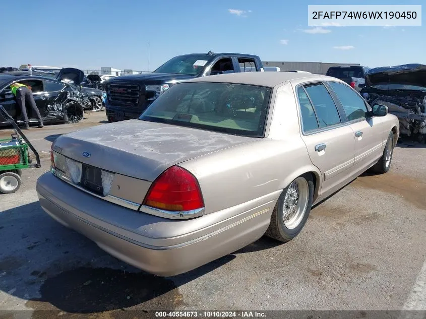 1998 Ford Crown Victoria Lx VIN: 2FAFP74W6WX190450 Lot: 40554673