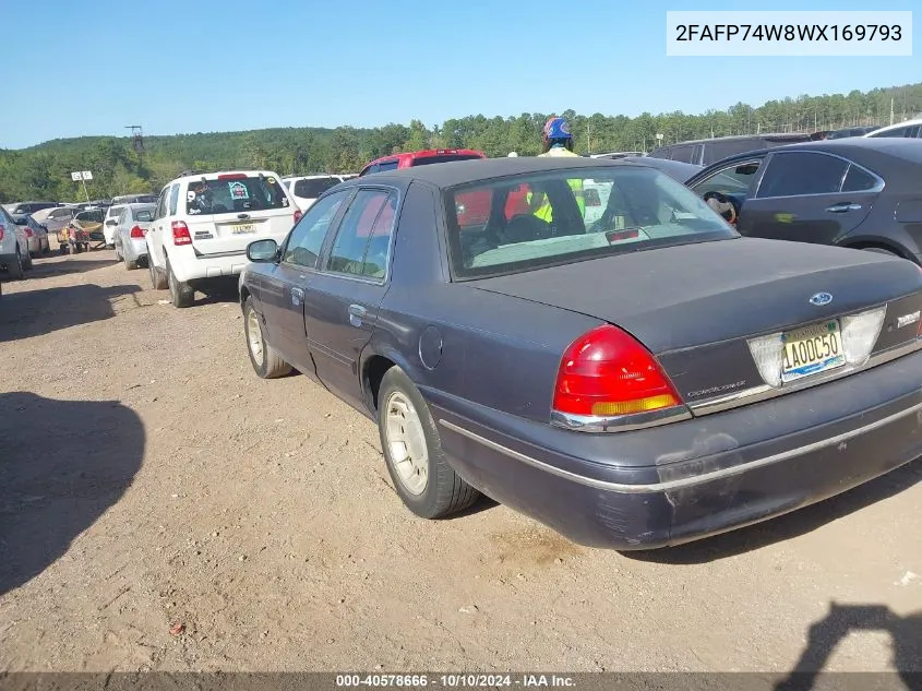 1998 Ford Crown Victoria Lx VIN: 2FAFP74W8WX169793 Lot: 40578666