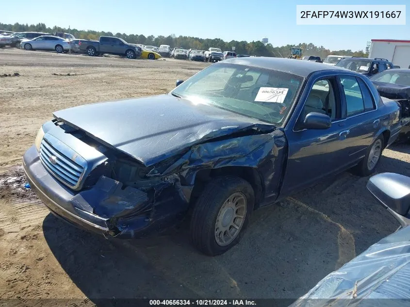 1998 Ford Crown Victoria Lx VIN: 2FAFP74W3WX191667 Lot: 40656334