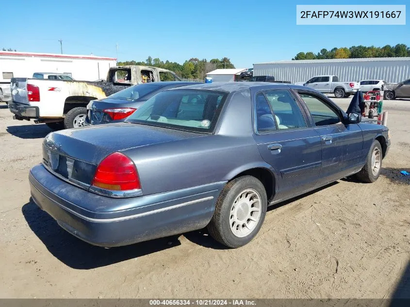 1998 Ford Crown Victoria Lx VIN: 2FAFP74W3WX191667 Lot: 40656334