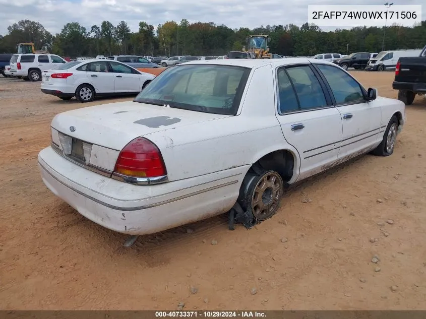 1998 Ford Crown Victoria Lx VIN: 2FAFP74W0WX171506 Lot: 40733371