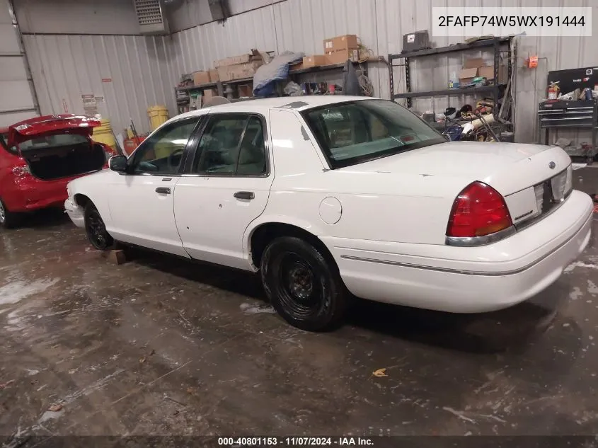 1998 Ford Crown Victoria Lx VIN: 2FAFP74W5WX191444 Lot: 40801153