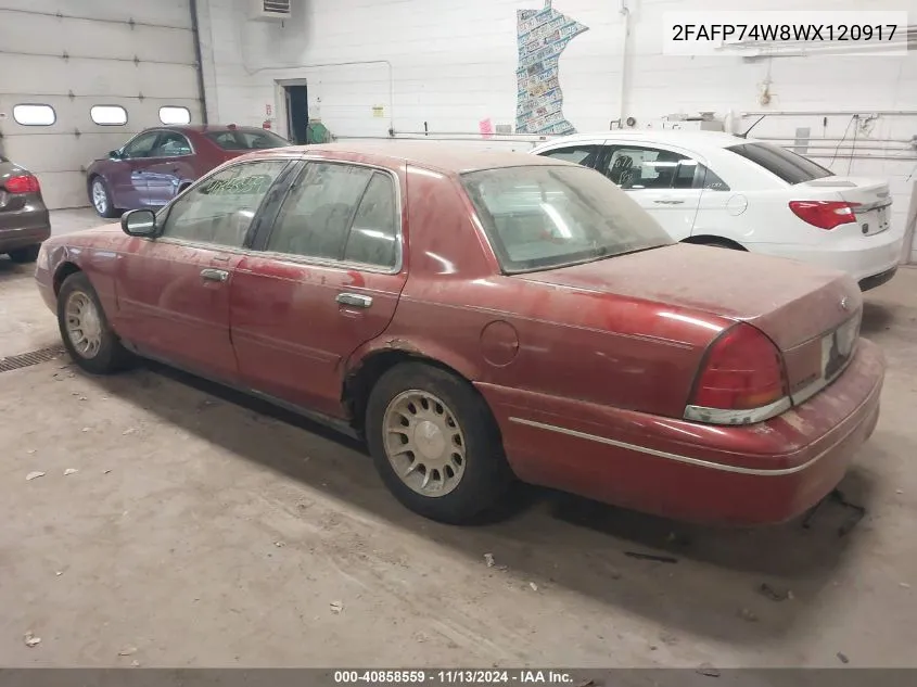 1998 Ford Crown Victoria Lx VIN: 2FAFP74W8WX120917 Lot: 40858559