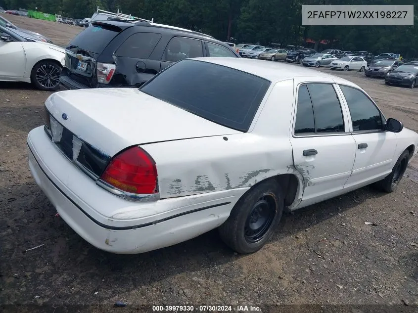 1999 Ford Crown Victoria Police Interceptor VIN: 2FAFP71W2XX198227 Lot: 39979330