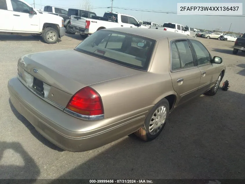 1999 Ford Crown Victoria VIN: 2FAFP73W4XX136437 Lot: 39999456