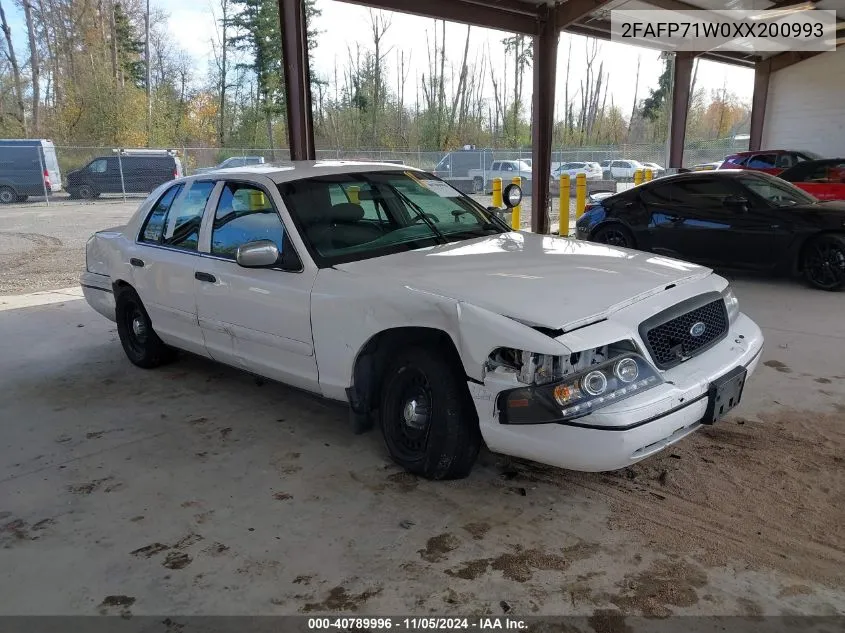 1999 Ford Crown Victoria Police Interceptor VIN: 2FAFP71W0XX200993 Lot: 40789996