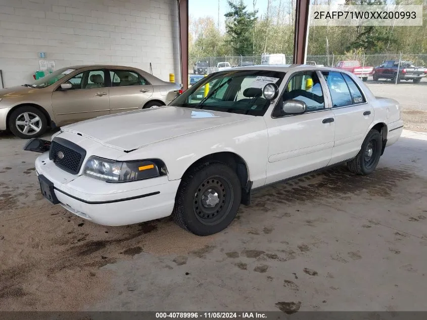 1999 Ford Crown Victoria Police Interceptor VIN: 2FAFP71W0XX200993 Lot: 40789996