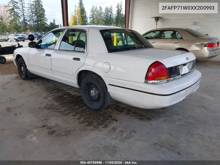 1999 Ford Crown Victoria Police Interceptor VIN: 2FAFP71W0XX200993 Lot: 40789996