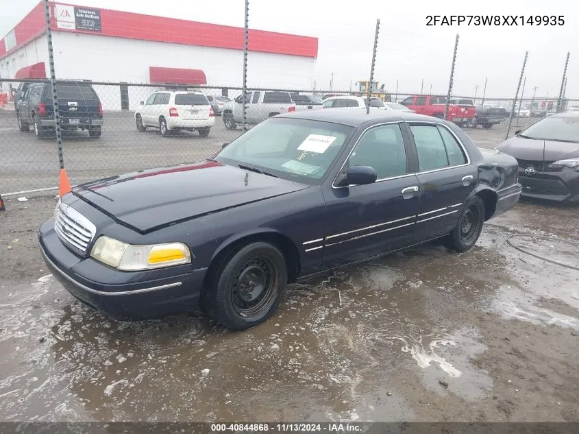 1999 Ford Crown Victoria VIN: 2FAFP73W8XX149935 Lot: 40844868