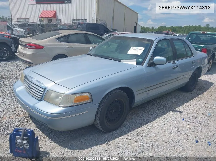 2000 Ford Crown Victoria VIN: 2FAFP73W6YX114313 Lot: 40202698