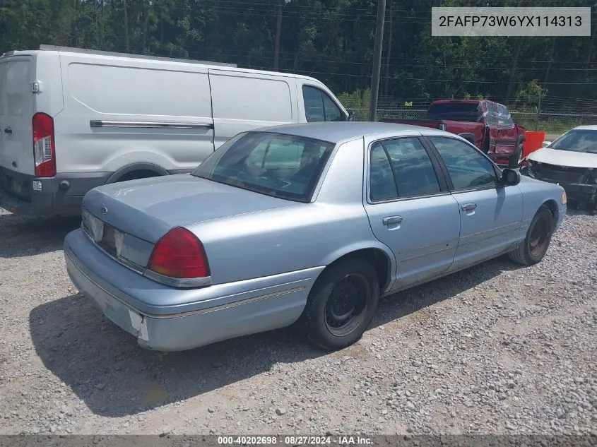 2000 Ford Crown Victoria VIN: 2FAFP73W6YX114313 Lot: 40202698