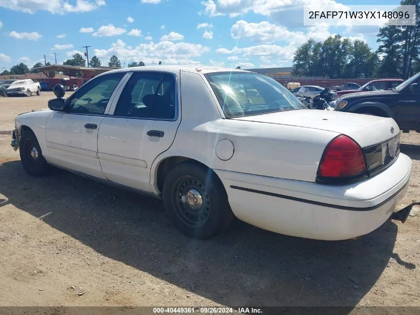 2FAFP71W3YX148096 2000 Ford Crown Victoria Police Interceptor