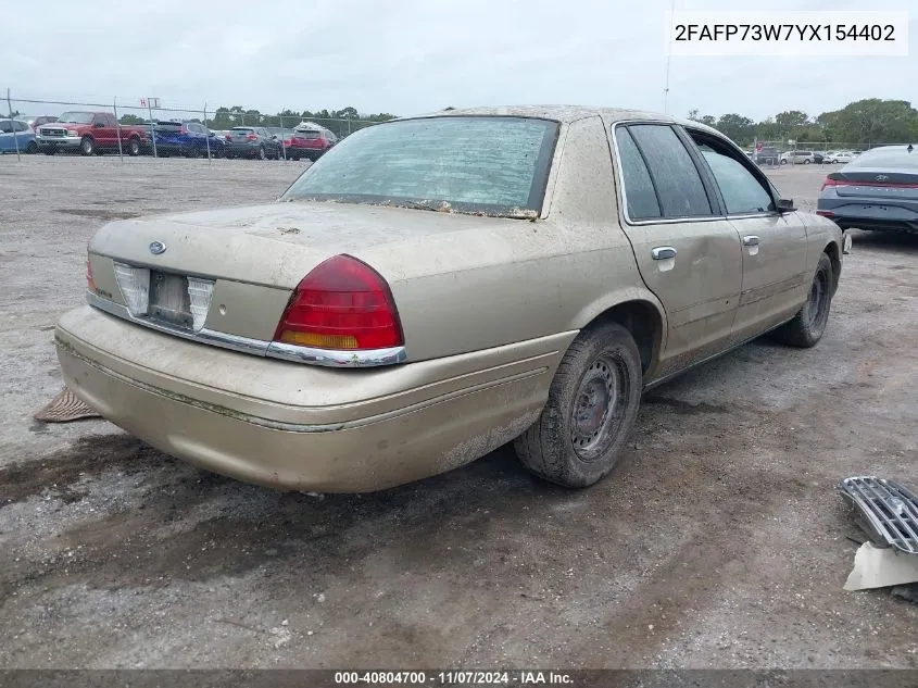 2000 Ford Crown Victoria VIN: 2FAFP73W7YX154402 Lot: 40804700