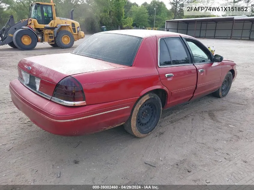 2FAFP74W61X151852 2001 Ford Crown Victoria Lx