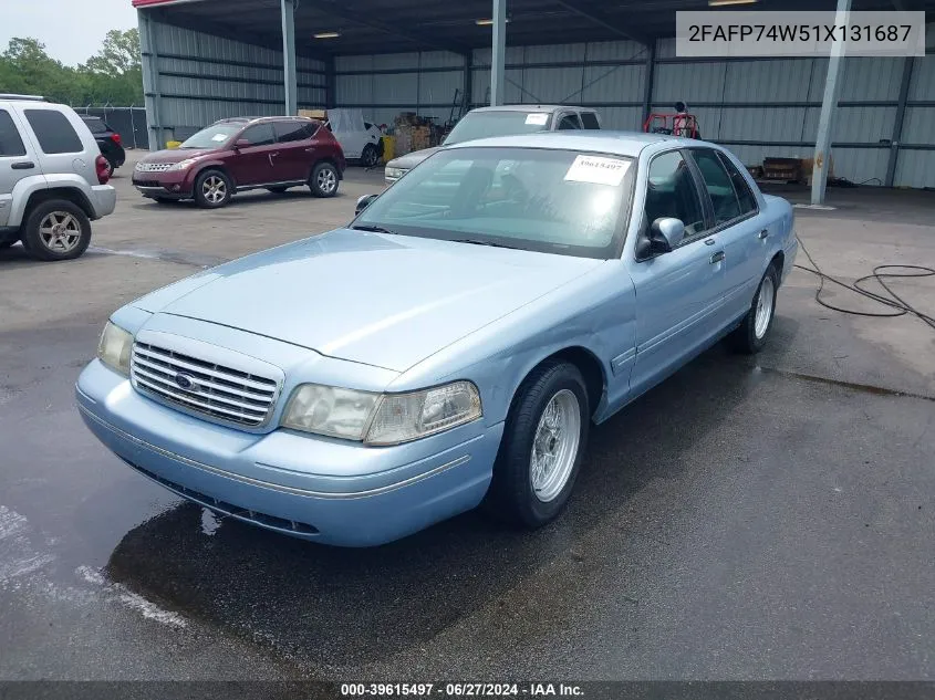 2001 Ford Crown Victoria Lx VIN: 2FAFP74W51X131687 Lot: 39615497