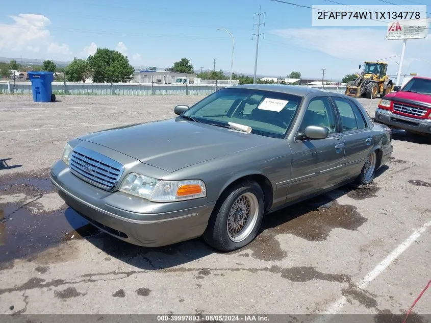 2001 Ford Crown Victoria Lx VIN: 2FAFP74W11X134778 Lot: 39997893