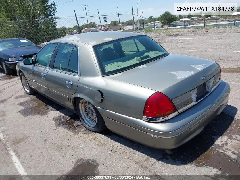 2001 Ford Crown Victoria Lx VIN: 2FAFP74W11X134778 Lot: 39997893