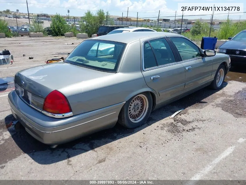 2001 Ford Crown Victoria Lx VIN: 2FAFP74W11X134778 Lot: 39997893