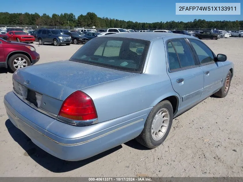 2001 Ford Crown Victoria Lx VIN: 2FAFP74W51X133911 Lot: 40613371