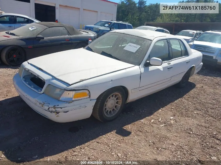 2001 Ford Crown Victoria Lx VIN: 2FAFP74W61X185760 Lot: 40625806