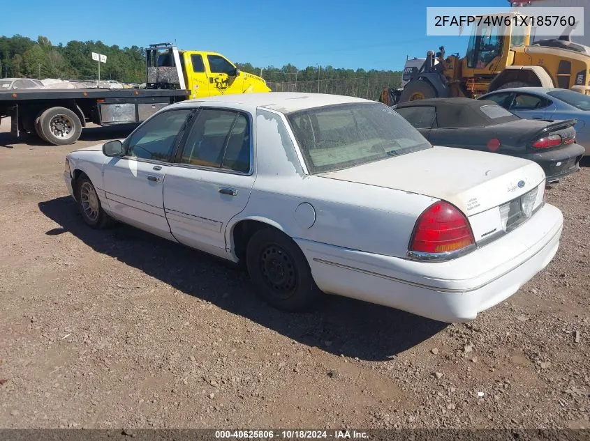 2001 Ford Crown Victoria Lx VIN: 2FAFP74W61X185760 Lot: 40625806