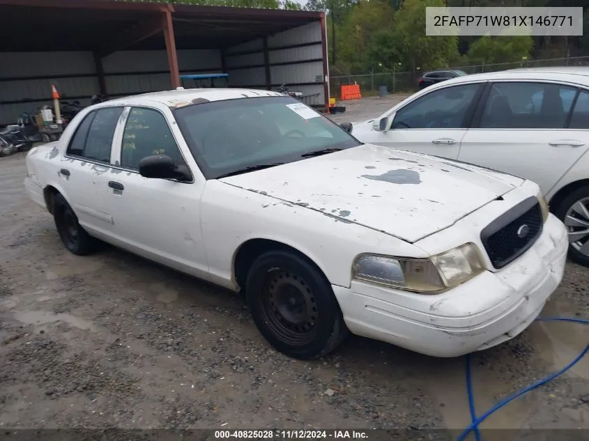 2001 Ford Crown Victoria Police Interceptor VIN: 2FAFP71W81X146771 Lot: 40825028