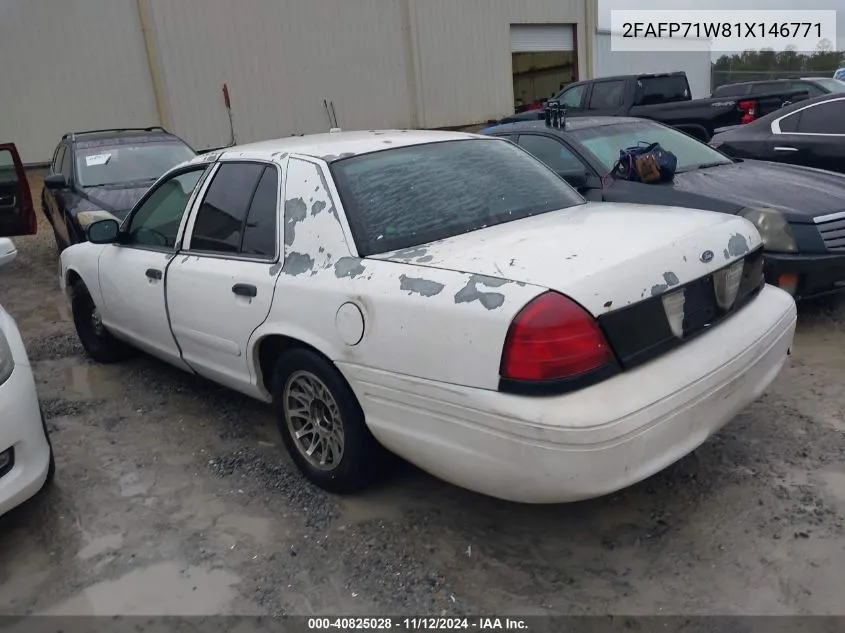 2001 Ford Crown Victoria Police Interceptor VIN: 2FAFP71W81X146771 Lot: 40825028