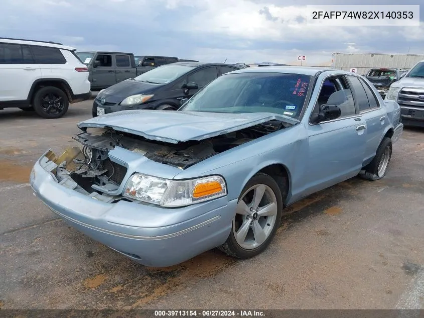 2002 Ford Crown Victoria Lx/Sport VIN: 2FAFP74W82X140353 Lot: 39713154