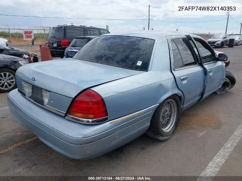 2002 Ford Crown Victoria Lx/Sport VIN: 2FAFP74W82X140353 Lot: 39713154