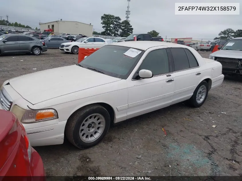 2002 Ford Crown Victoria Lx VIN: 2FAFP74W32X158579 Lot: 39929901