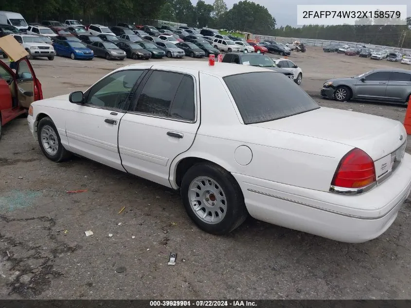 2002 Ford Crown Victoria Lx VIN: 2FAFP74W32X158579 Lot: 39929901