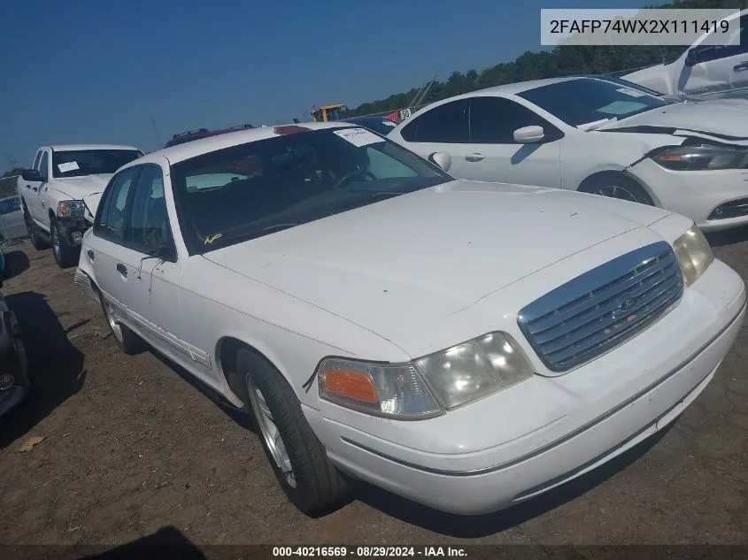 2002 Ford Crown Victoria Lx VIN: 2FAFP74WX2X111419 Lot: 40216569