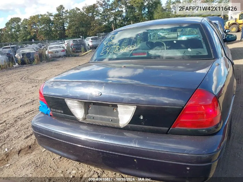 2002 Ford Crown Victoria Natural Gas Vehicle/Police/Police Street Appearance VIN: 2FAFP71W42X116426 Lot: 40615581