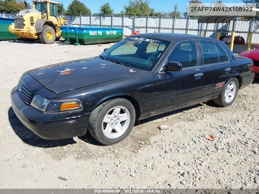 2002 Ford Crown Victoria Lx VIN: 2FAFP74W42X108922 Lot: 40649148