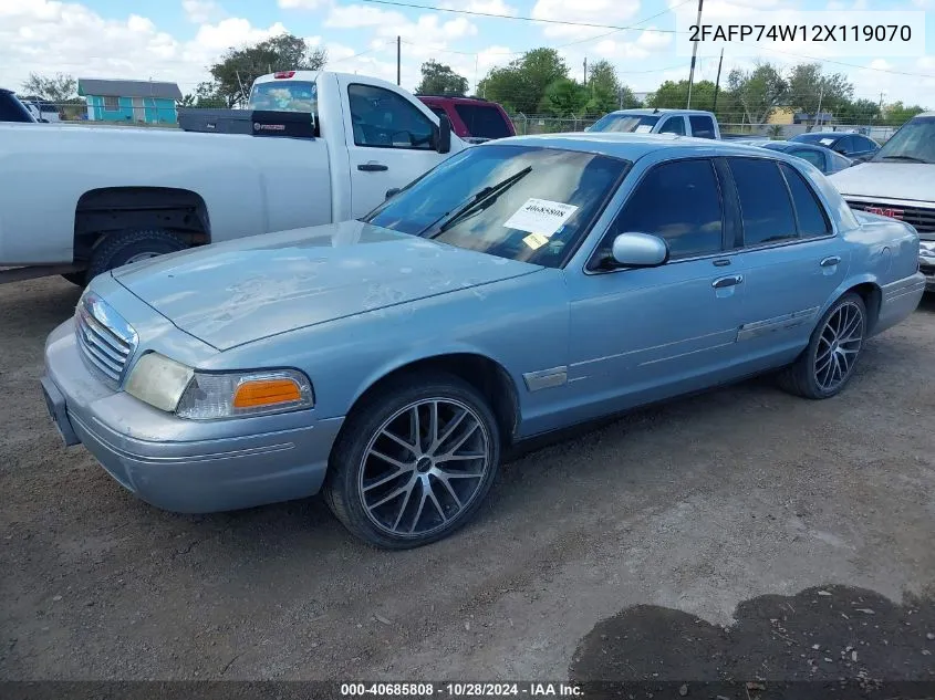 2002 Ford Crown Victoria Lx VIN: 2FAFP74W12X119070 Lot: 40685808