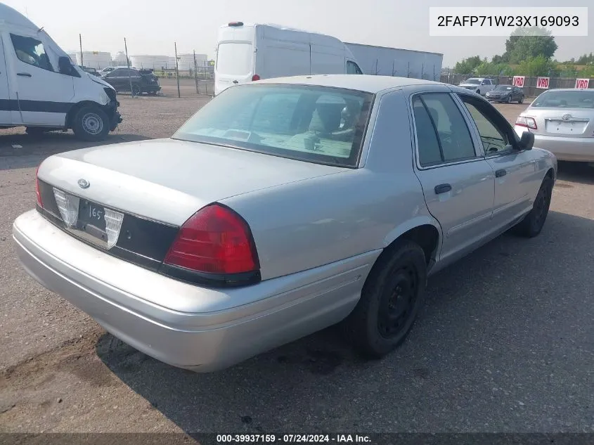 2003 Ford Crown Victoria Police VIN: 2FAFP71W23X169093 Lot: 39937159