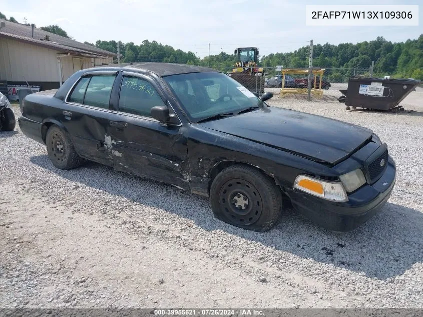 2003 Ford Crown Victoria Police VIN: 2FAFP71W13X109306 Lot: 39955621