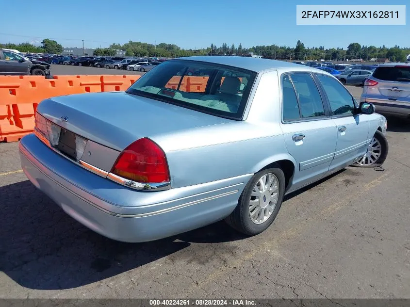 2003 Ford Crown Victoria Lx VIN: 2FAFP74WX3X162811 Lot: 40224261