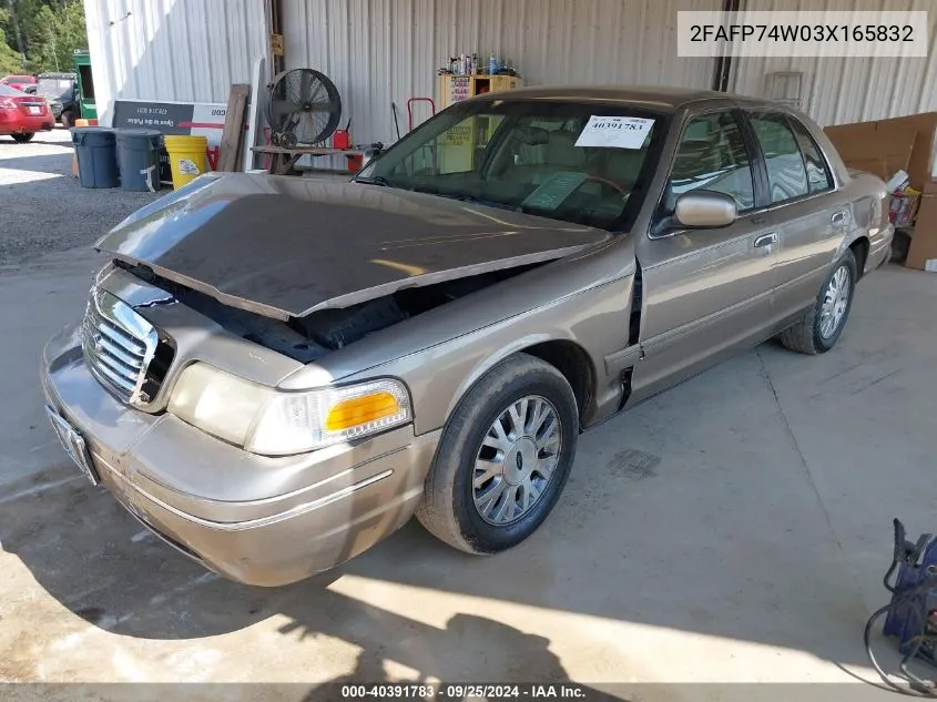 2003 Ford Crown Victoria Lx VIN: 2FAFP74W03X165832 Lot: 40391783