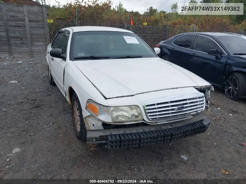 2003 Ford Crown Victoria Lx VIN: 2FAFP74W33X149382 Lot: 40404752