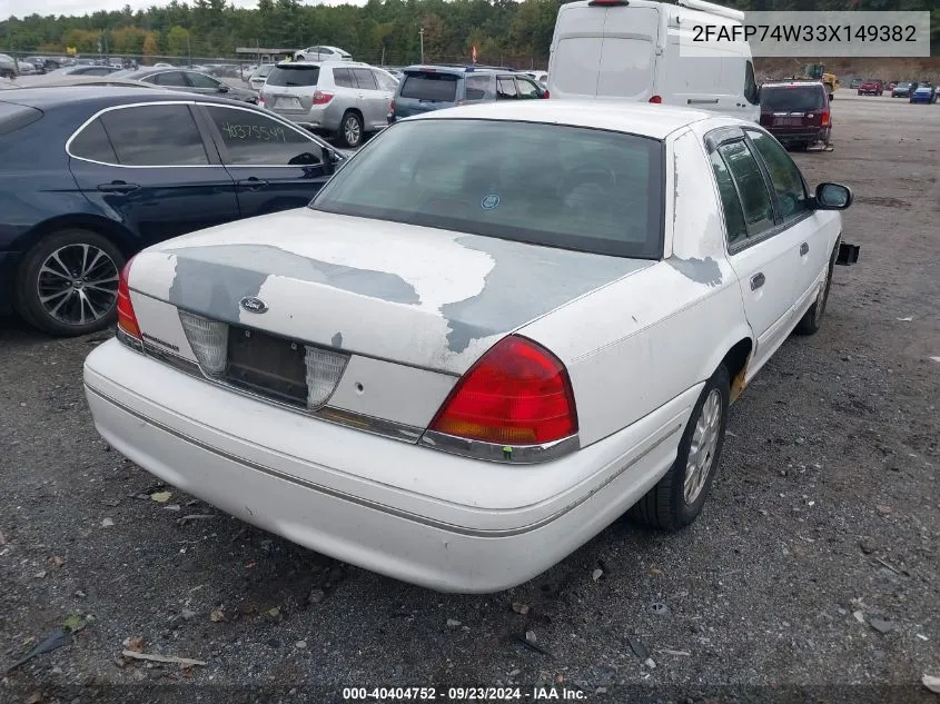 2003 Ford Crown Victoria Lx VIN: 2FAFP74W33X149382 Lot: 40404752